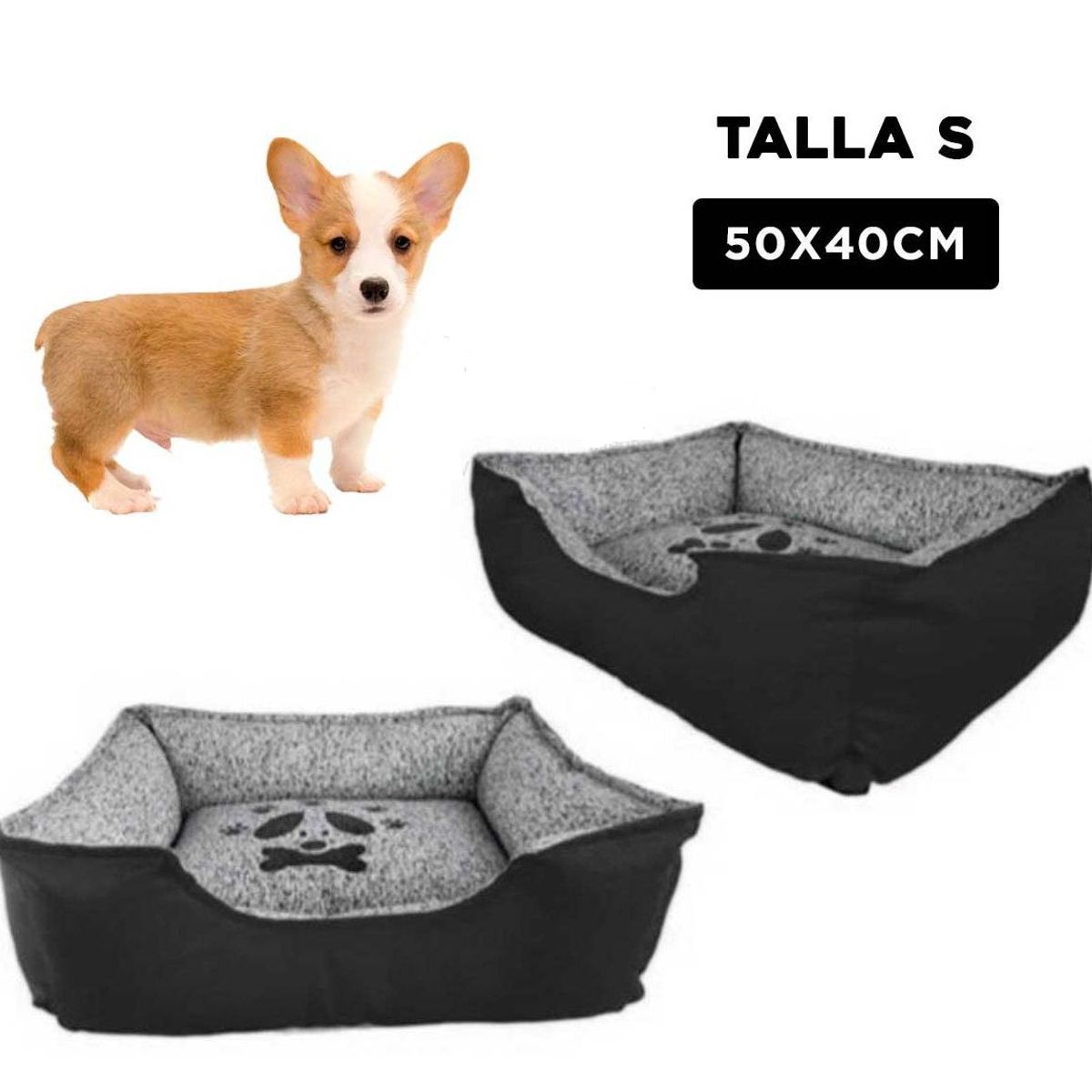 GENERICO - Colchoneta Premium Perro Negro Talla S