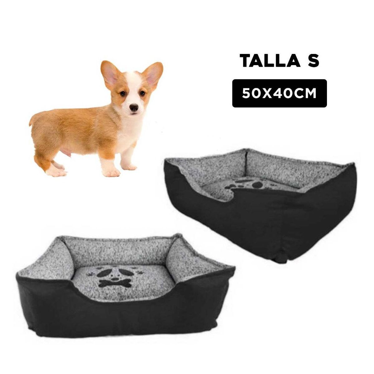 GENERICO - Colchoneta Premium Perro Negro Talla S