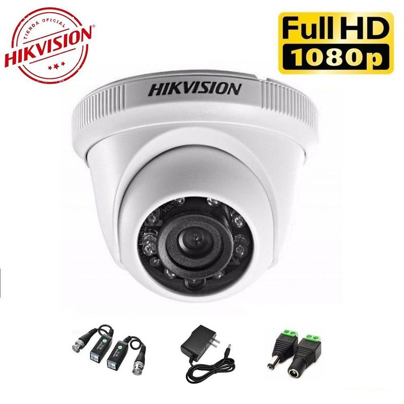 HIKVISION - Cámara Domo Interior FullHD IR 20m Hikvision con accesorios