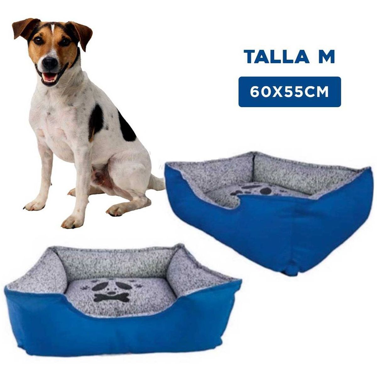 GENERICO - Colchoneta Rectangular Perro Azul Talla M