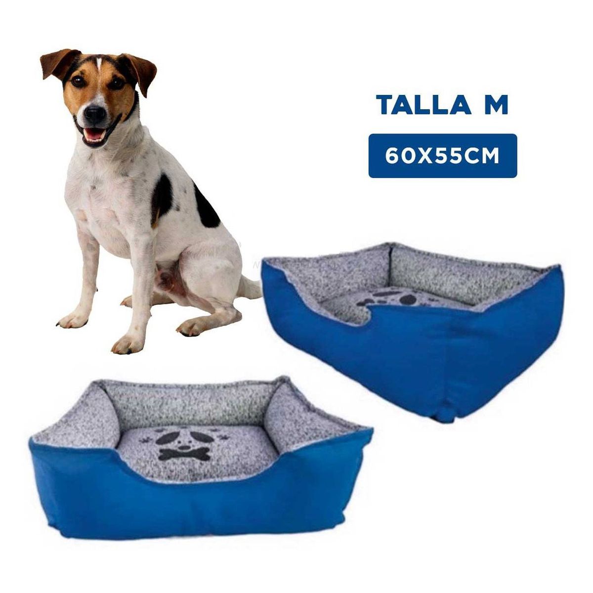 GENERICO - Colchoneta Rectangular Perro Azul Talla M