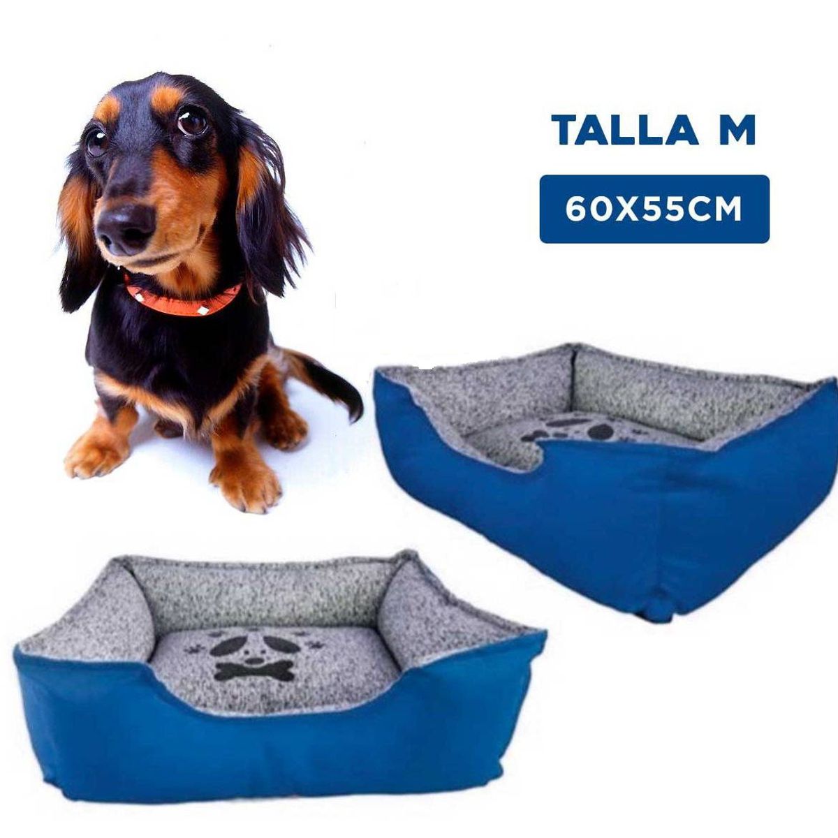 GENERICO - Colchoneta Rectangular Perro Azul Talla M
