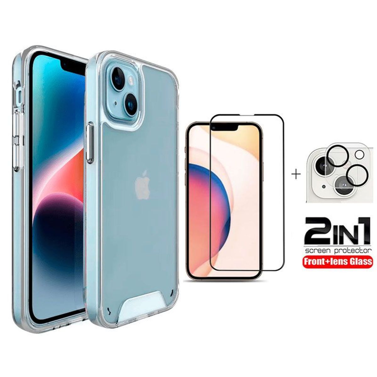 SPACE - Protector Case iPhone 14 PLUS + Vidrio Templado Pantalla y Camara