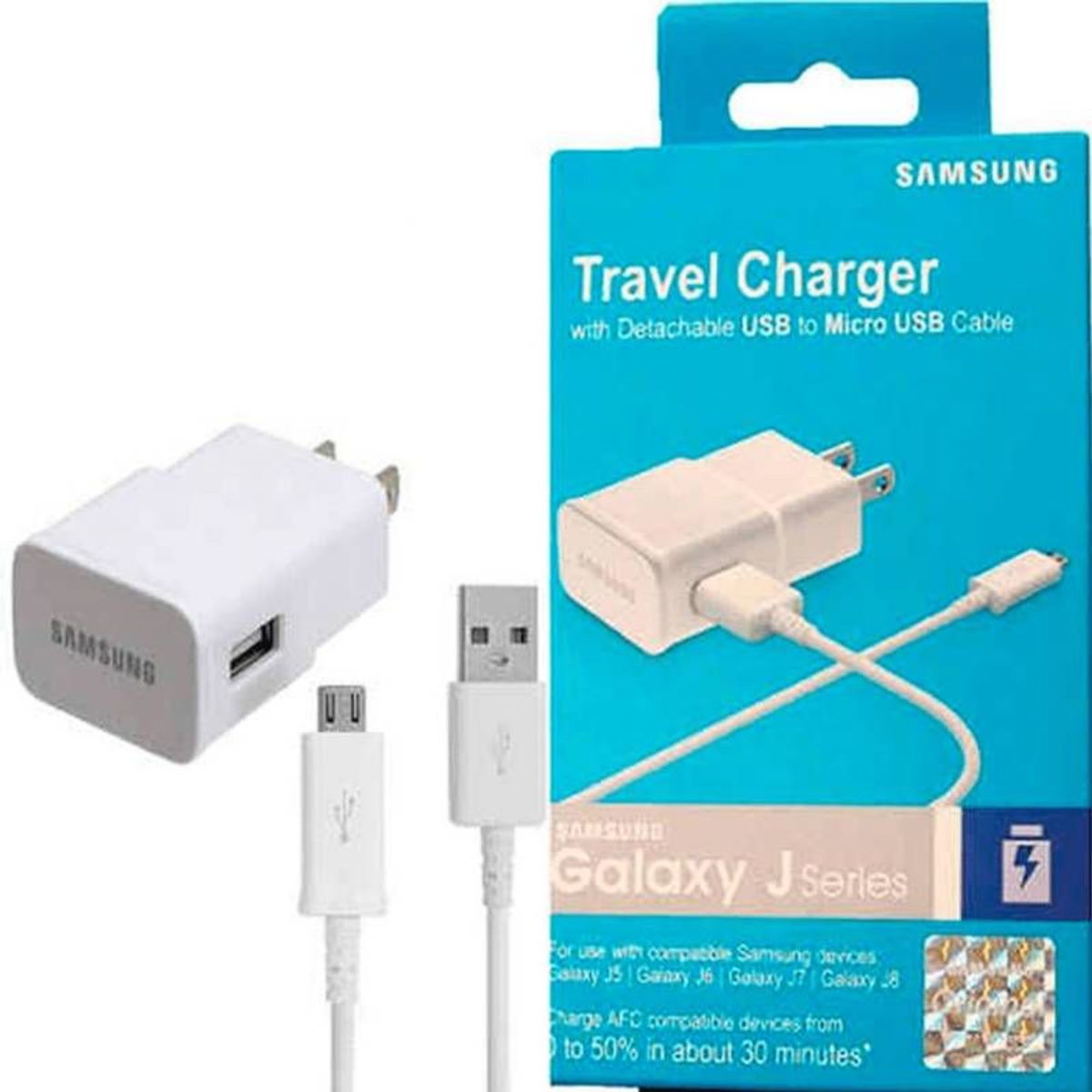 SAMSUNG - Cargador Cable para Samsung J3 J5 J7 155A Blanco