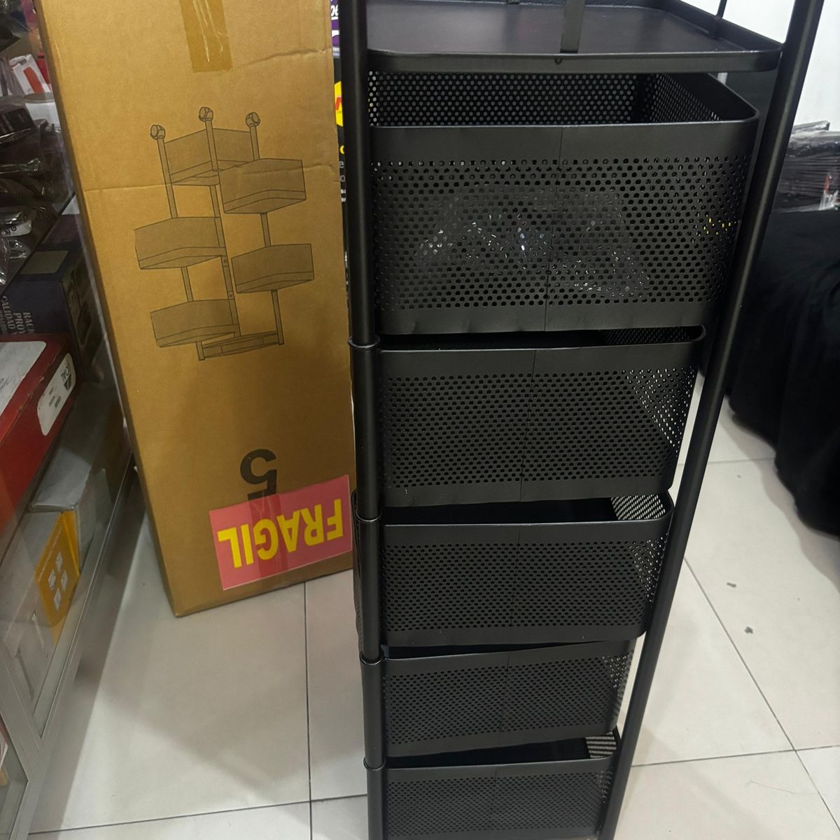 GENERICO - Organizador frutero verdulero para cocina de 5 niveles Negro Krearack