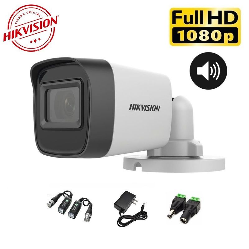 HIKVISION - Cámara Tubo FULLHD AUDIO IR 20m Hikvision con accesorios