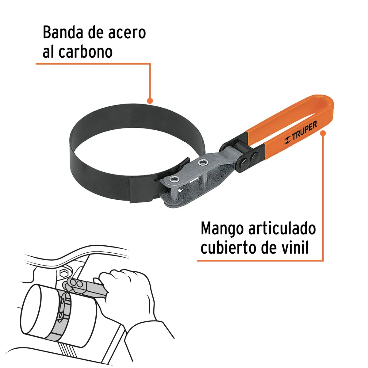 TRUPER - Llave para filtro de aceite banda metálica 3-1/4 " 3-3/4 "