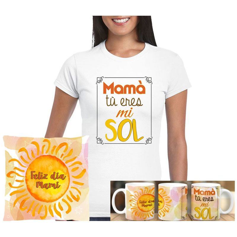GENERICO - Pack regalo Mamá eres mi sol - unisex blanco