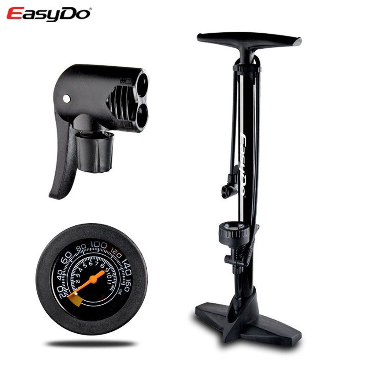 GENERICO - Inflador con válvula schrader y válvula presta - EasyDo