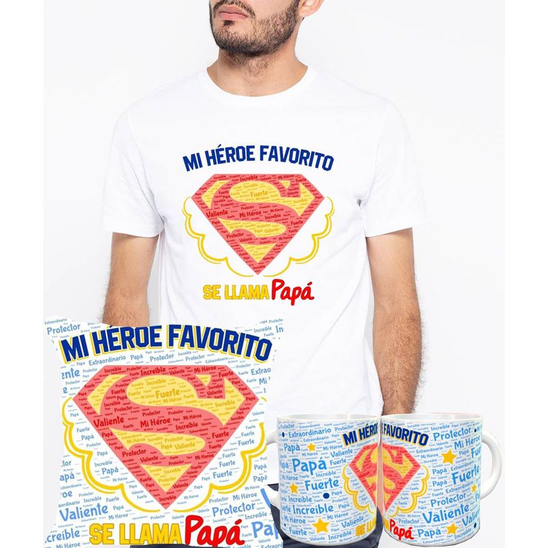 GENERICO - Pack regalo Papa mi Protector - unisex blanco