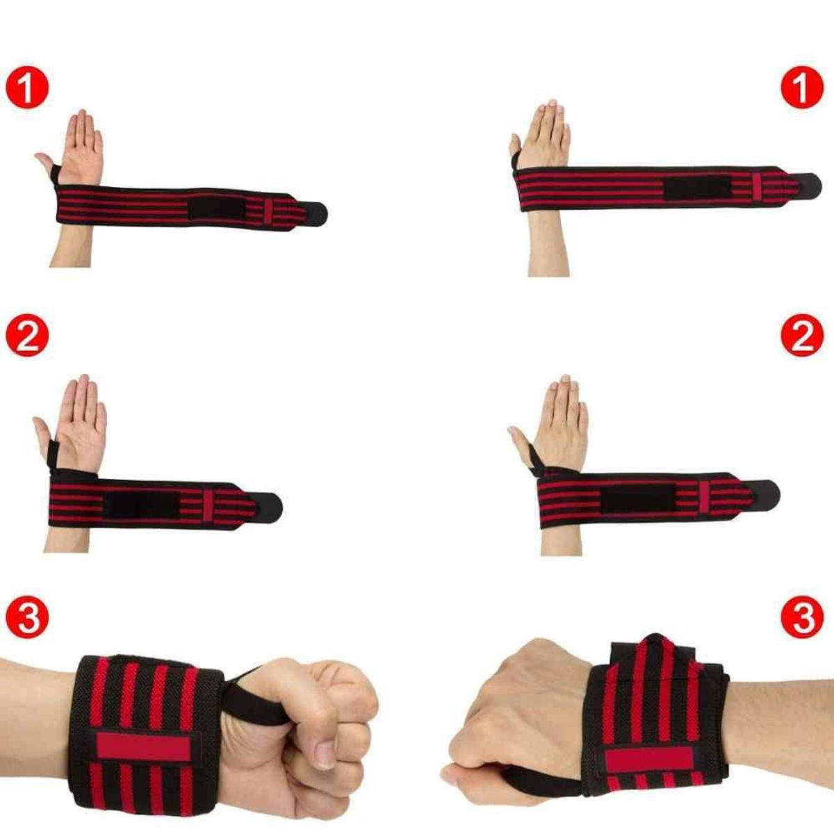 GENERICO - Vendas Muñequeras Deportivas Elásticas Pesas Rojo