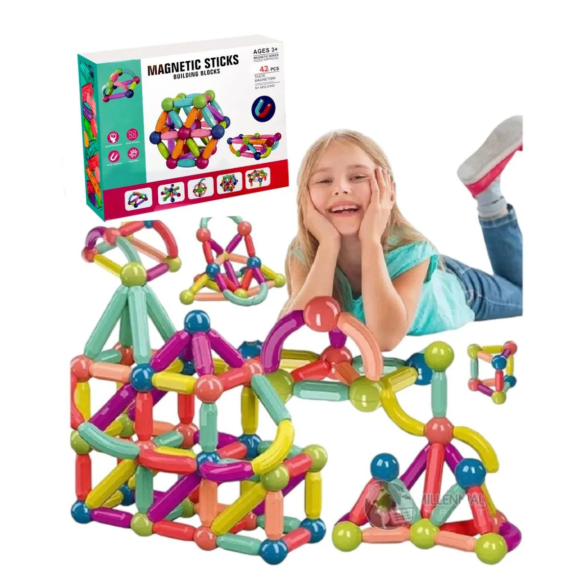 GENERICO - Juego De Bloques De Construccion Magneticos 42 Pcs Par Niños