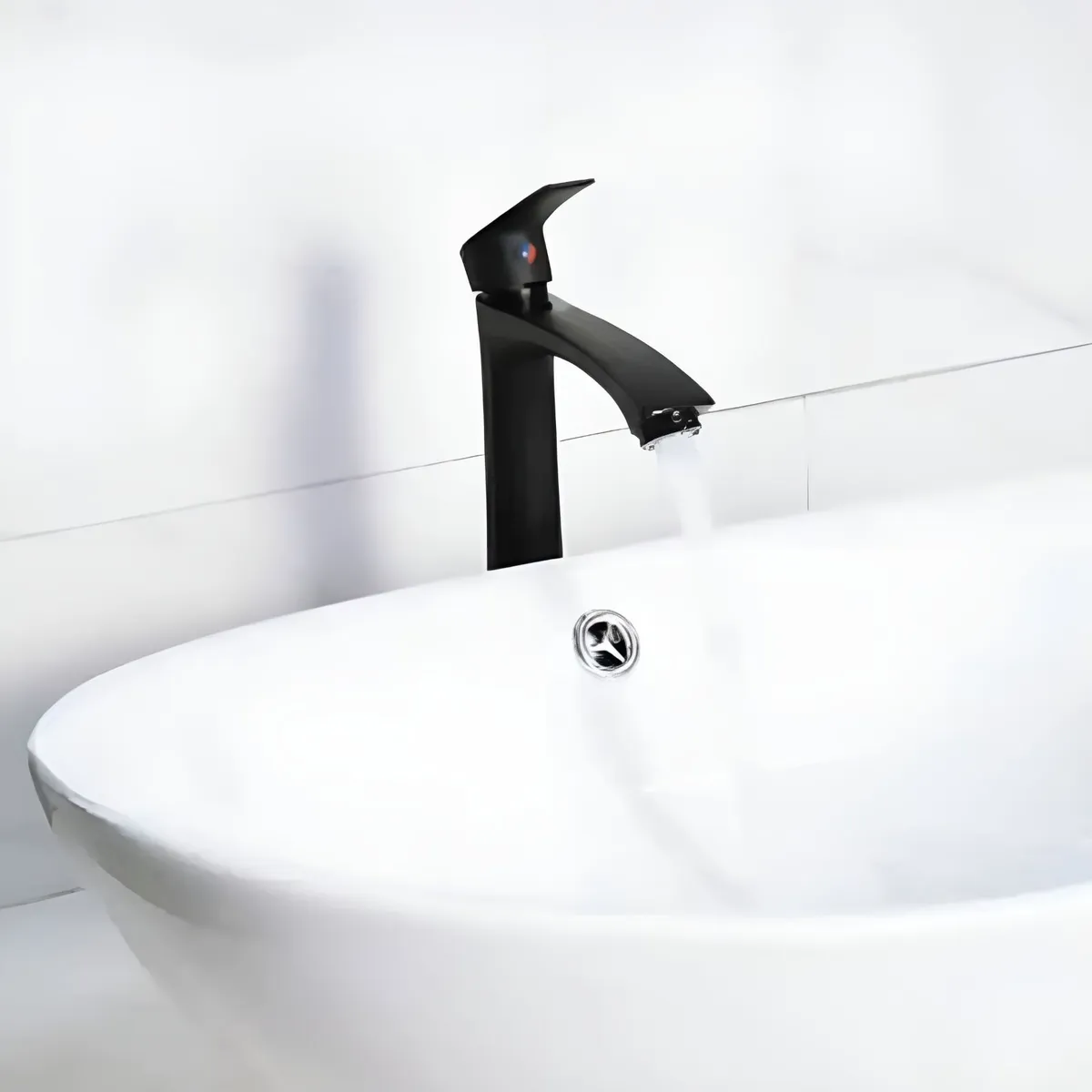 GENERICO - GRIFERIA DE LAVATORIO ALTO NEGRO MATE AGUA FRIA