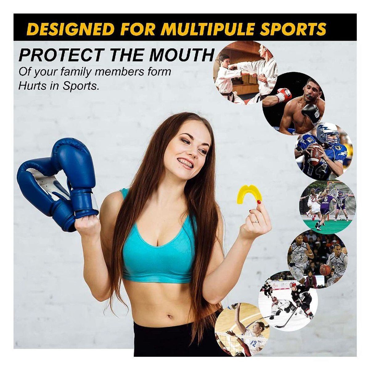 GENERICO - Protector bucal deportivo box fútbol karate amarillo