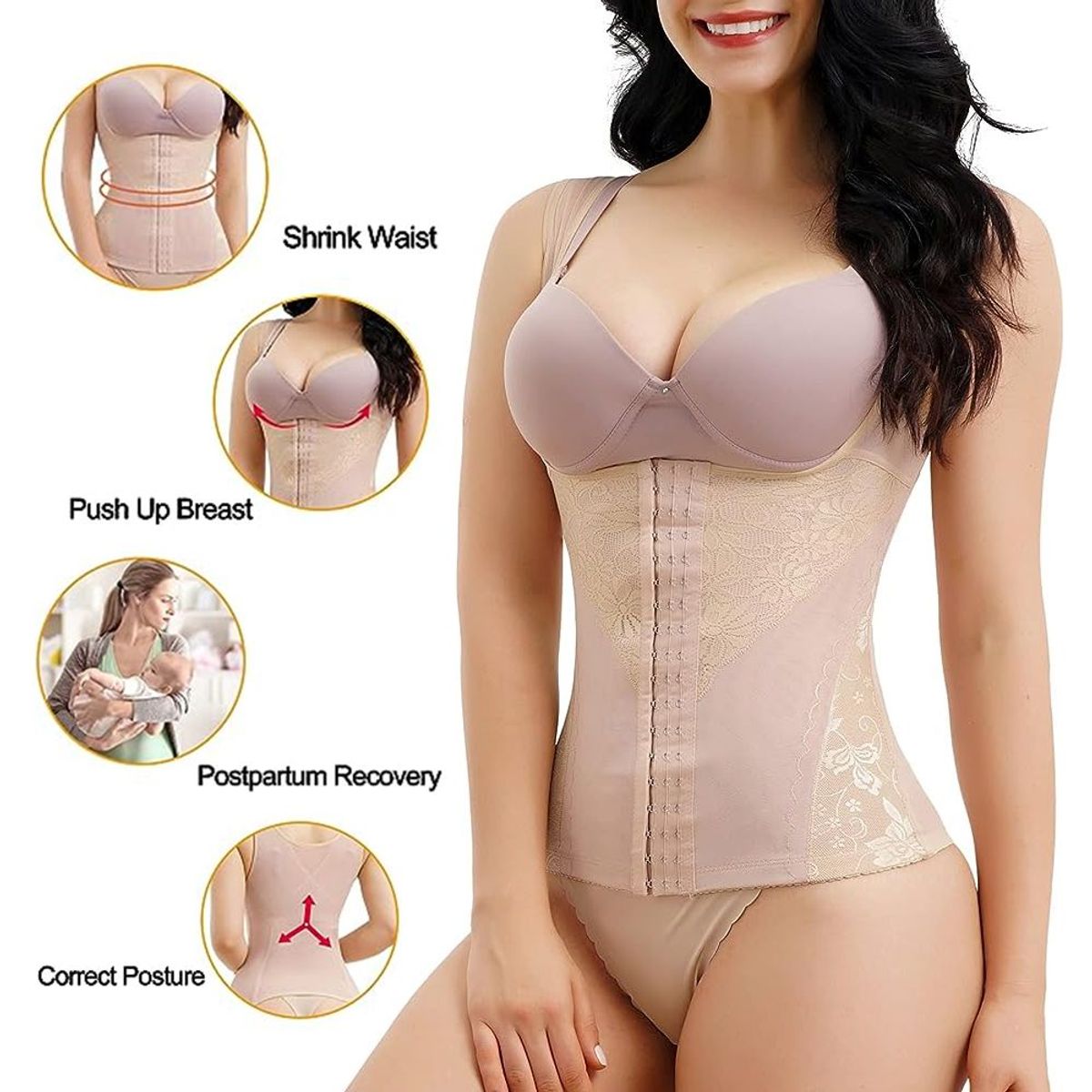 GENERICO - Faja Reductora Moldeadora Con Broche Cintura De Avispa