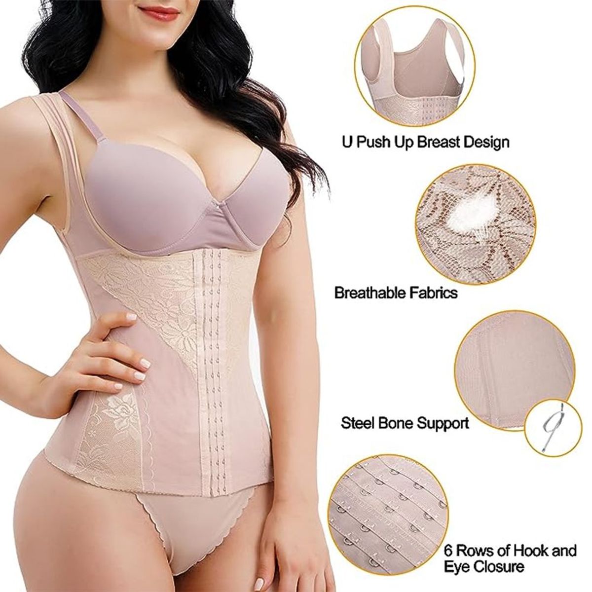 GENERICO - Faja Reductora Moldeadora Con Broche Cintura De Avispa