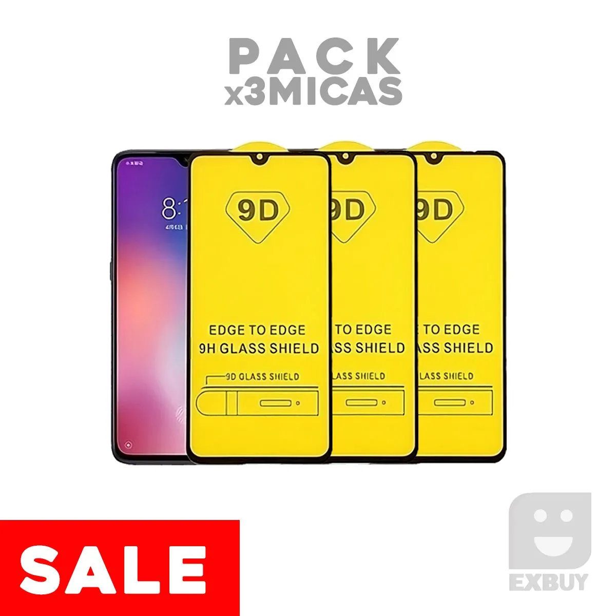 GENERICO - Pack x3 Mica Vidrio 9D 21D para REALME C33