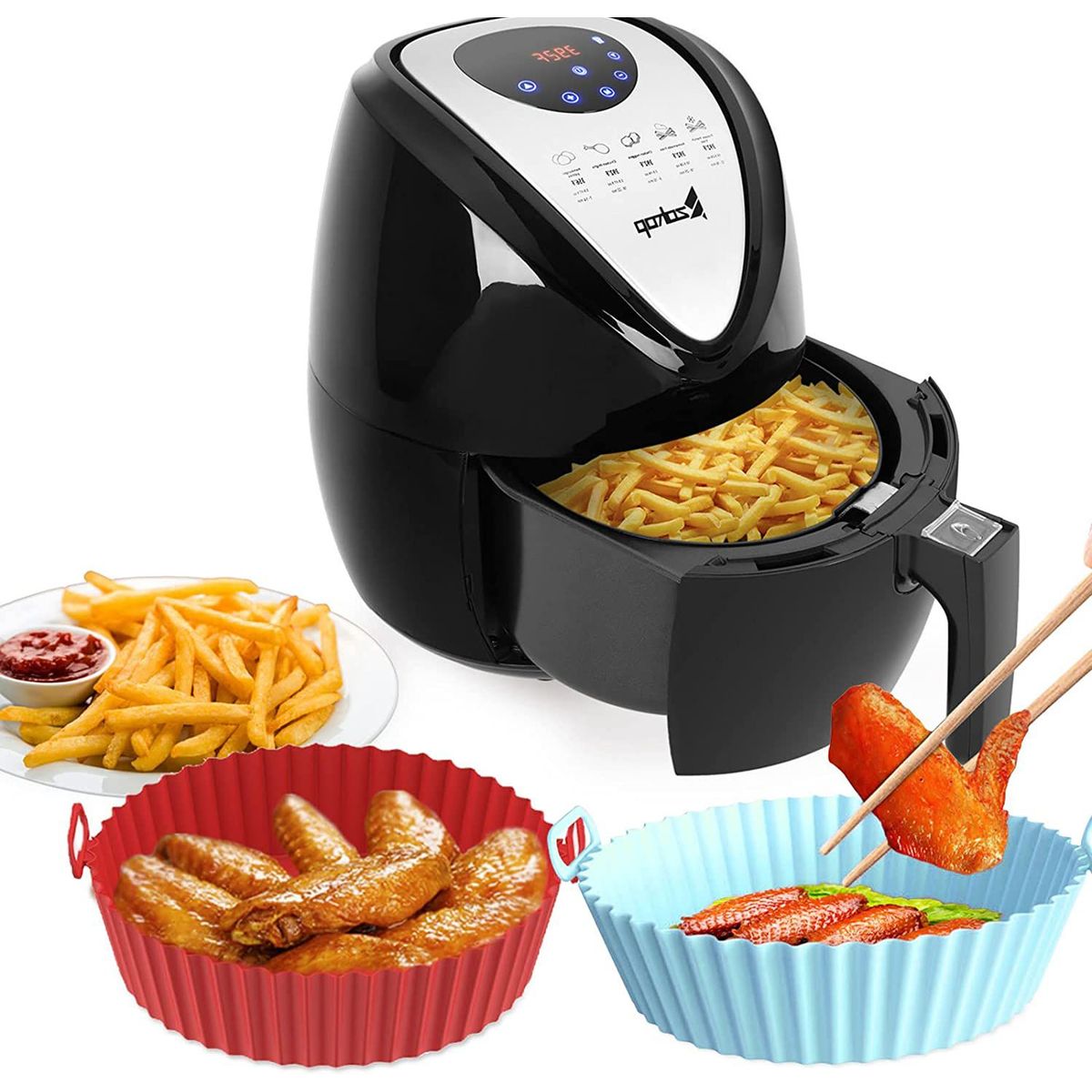 GENERICO - Olla de Silicona para Freidora de Aire Reutilizables Antiadherentes