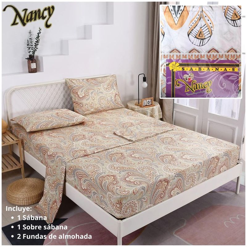 INSPIRA - Juego de sábanas ecuatorianas Sábanas Nancy 2 1/2 plazas Queen