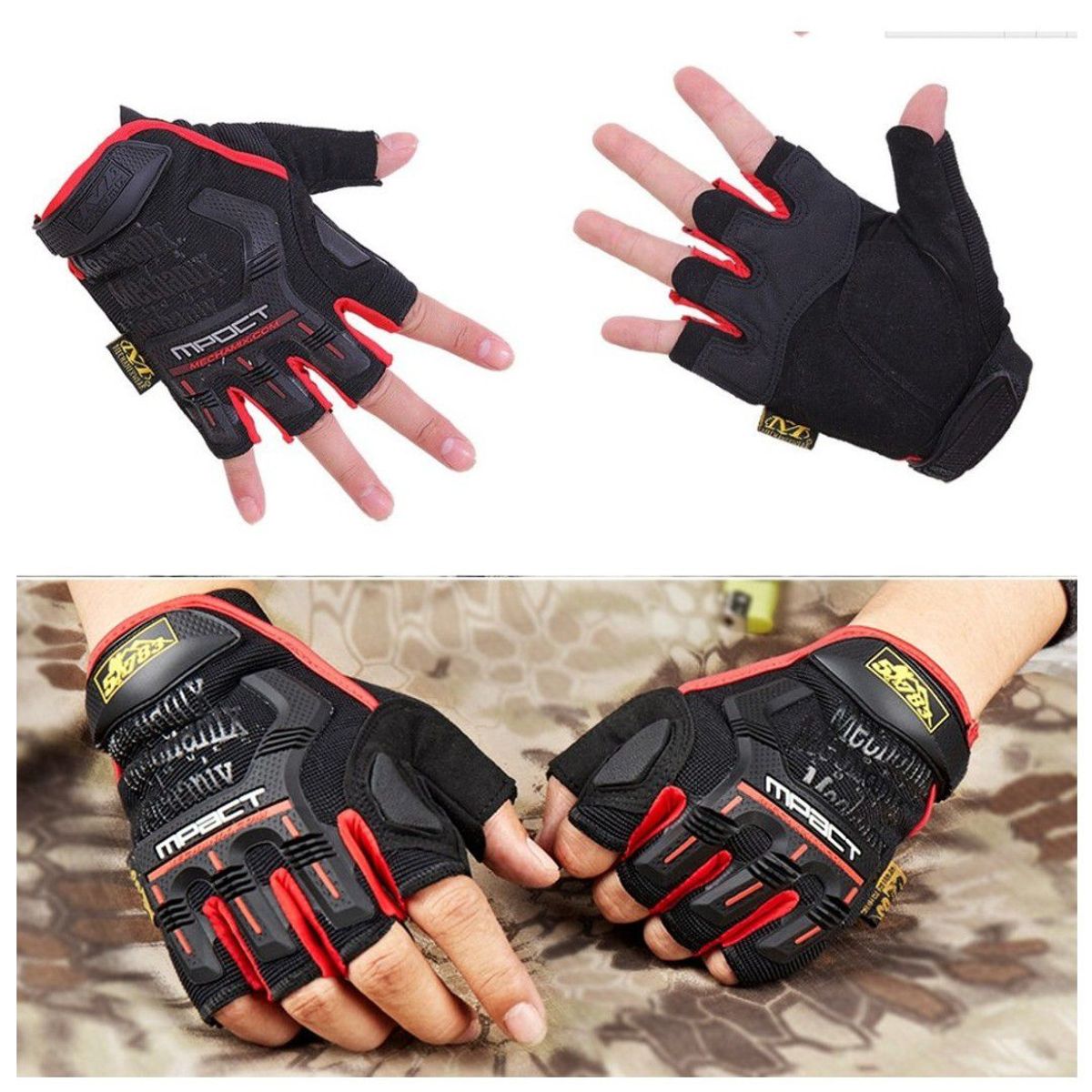 GENERICO - Guantes Mpact Rojo Protección de Impacto Extrema Mitones