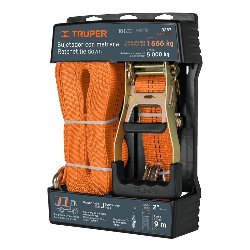 TRUPER - Sujetador con ratchet carga máxima 5000 kg truper
