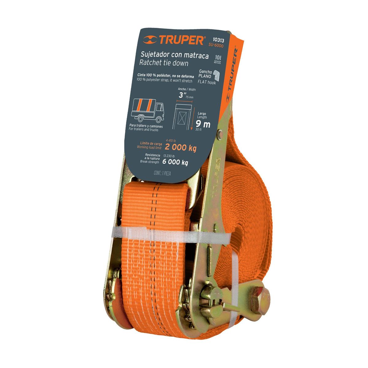 TRUPER - Sujetador con ratchet carga máxima 6000 kg truper