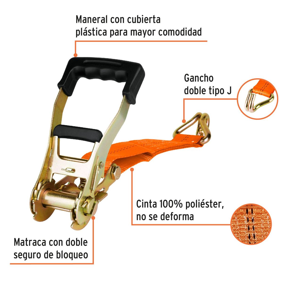 Truper - Sujetador con ratchet carga máxima 3000 kg truper
