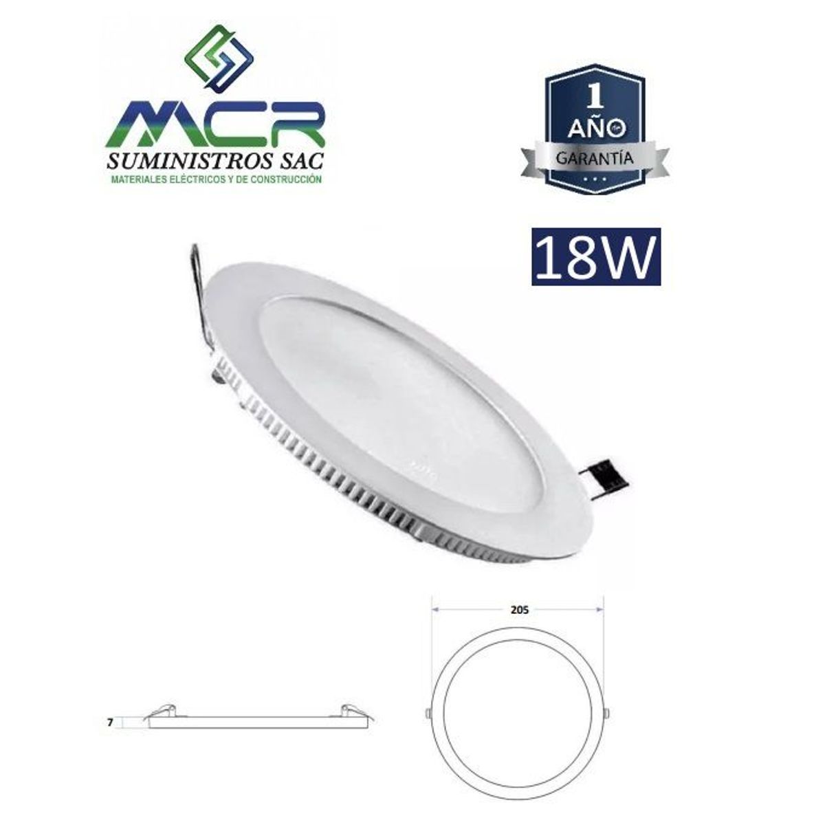GENERICO - Downlight para empotrar 18W luminaria Luz calida 3000K IP20 LED