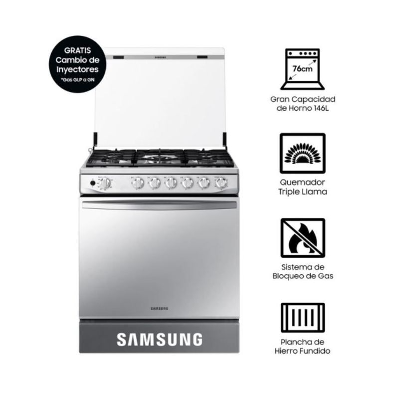 SAMSUNG - COCINA A GAS SAMSUNG MIRROR 76CM