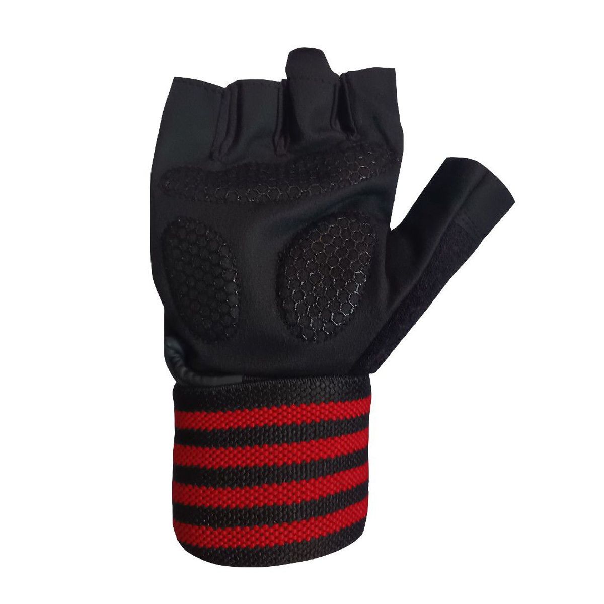 GENERICO - Mitones de Licra de Pesas Gimnasio Con Vendas Muñequera Rojo