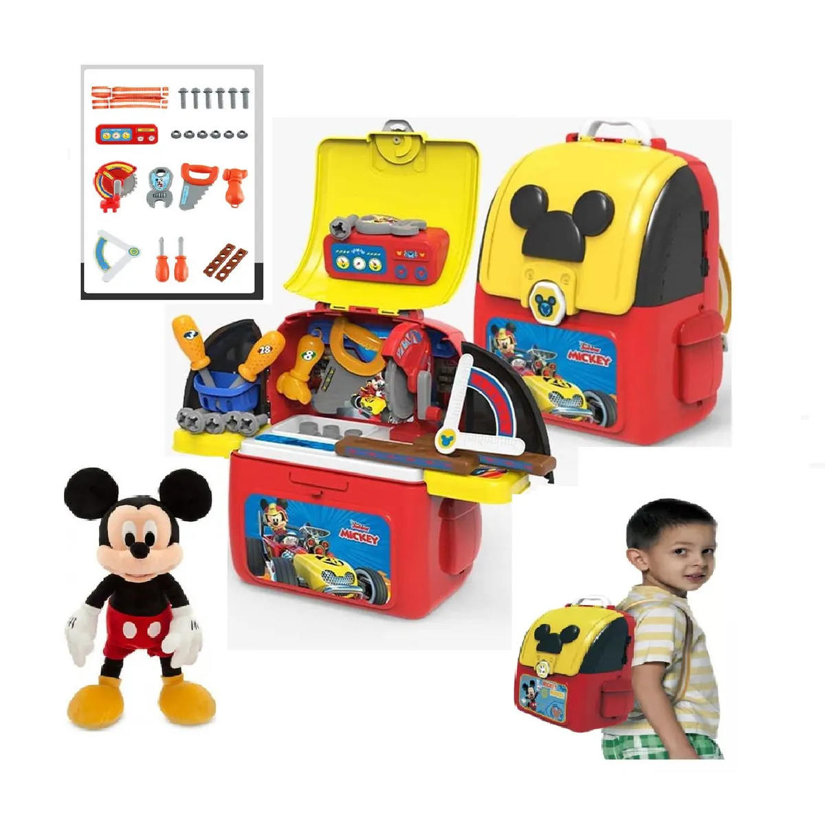 DISNEY - Set Herramientas 2 en 1 Mochila Mickey 26cm Alto