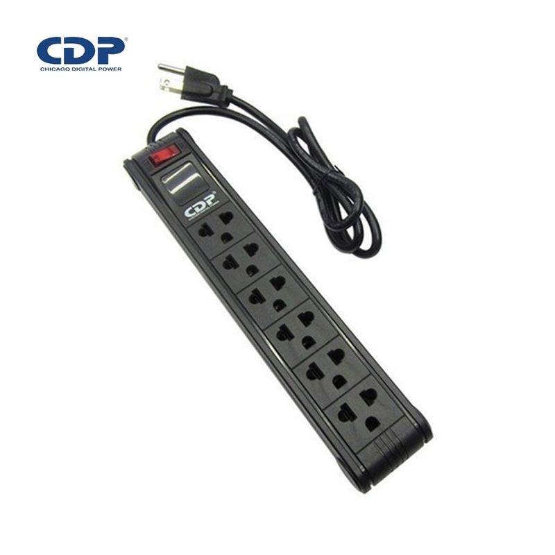 CDP - Supresor De Picos CDP R-PS6 220V 6 Tomas Nema Universal Negro