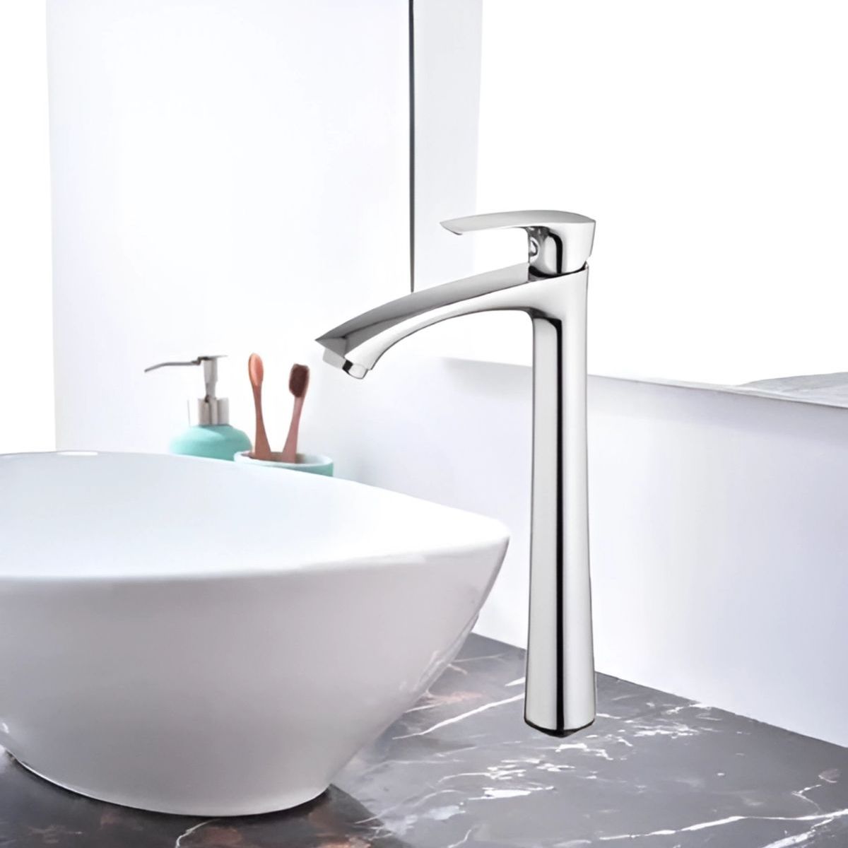 GENERICO - GRIFERIA DE LAVATORIO 30CM ALTO CROMADO AGUA FRIA