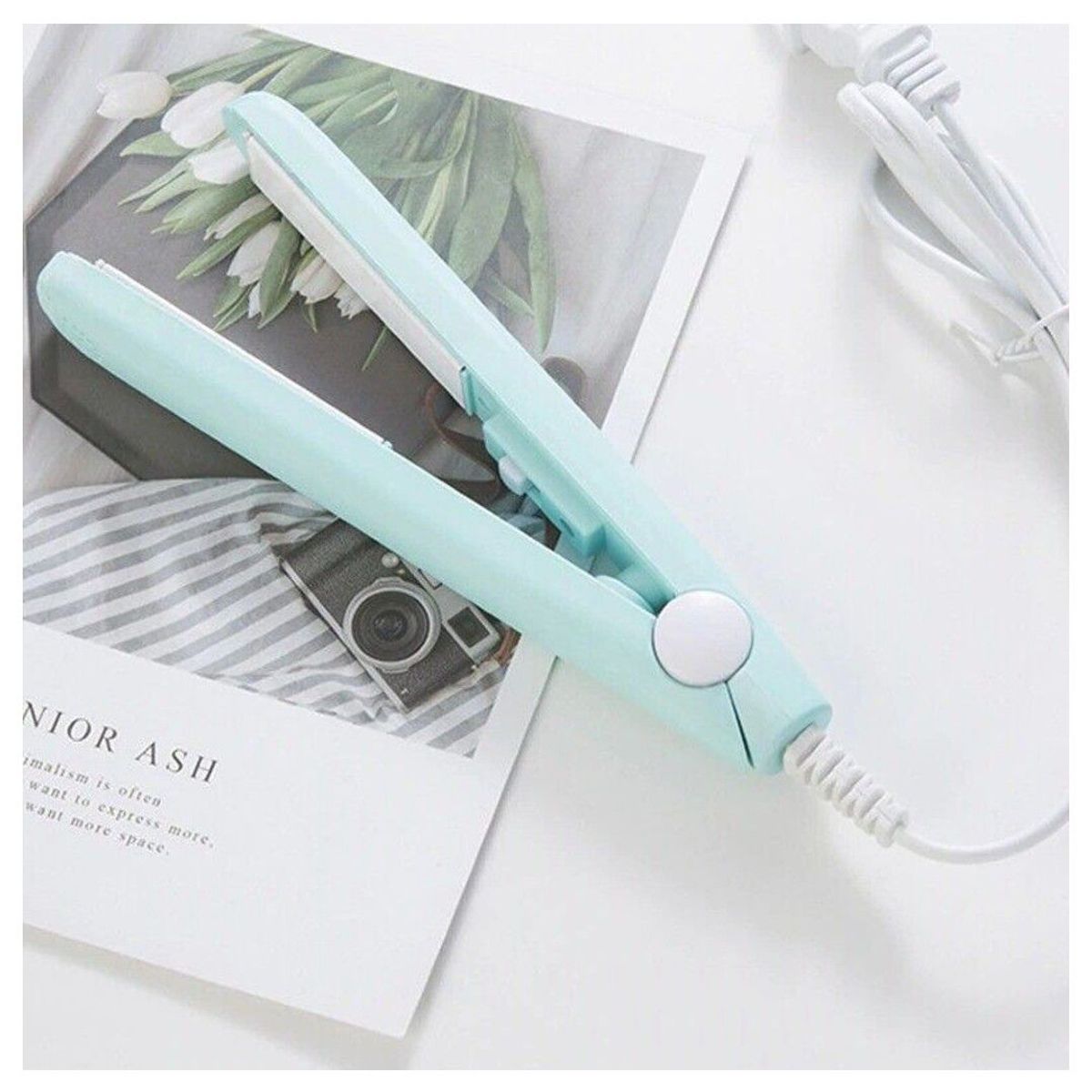 GENERICO - Mini Alisador Plancha para Cabello Viaje Cartera Celeste