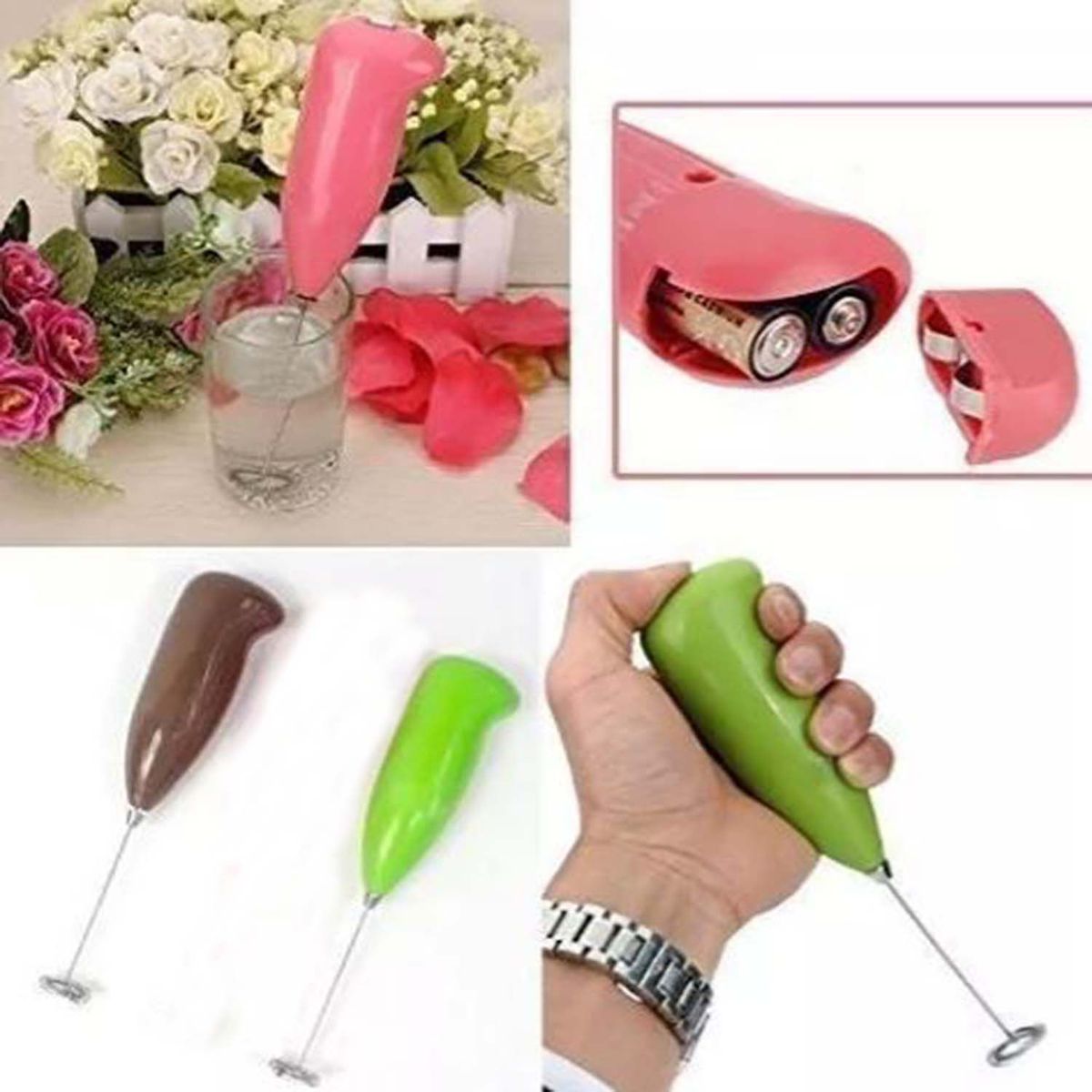 GENERICO - Mini Batidora Espumadora Manual Pilas 2Aa