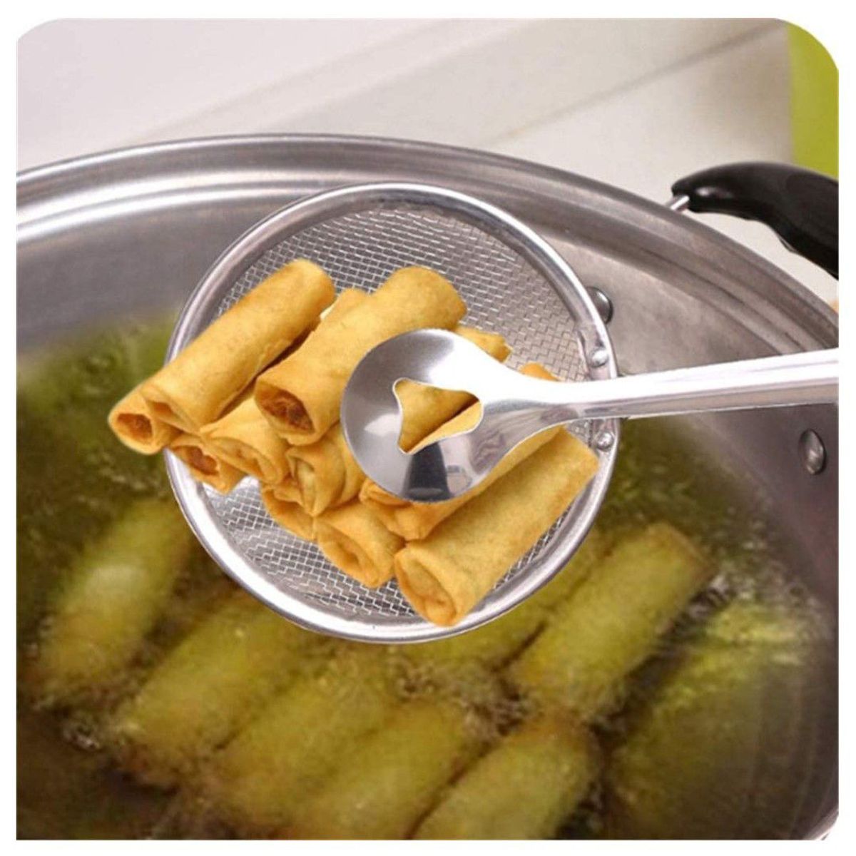 GENERICO - Cuchara Freidora con Filtro de Malla para freír Cucharón 2 en 1