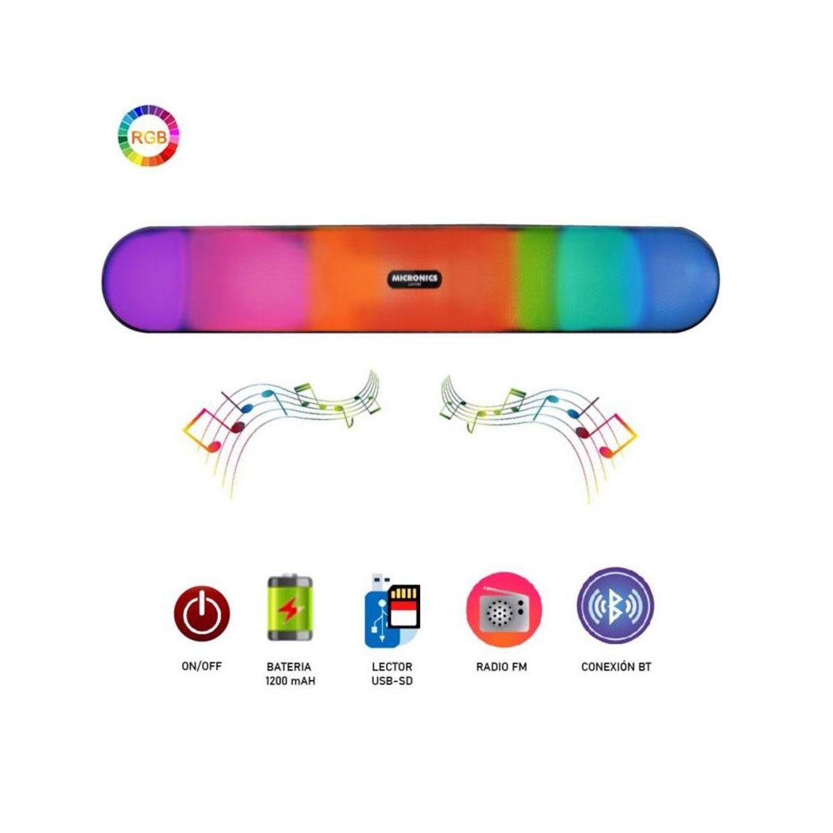 MICRONICS - Parlante en barra RGB Luxor Micronics