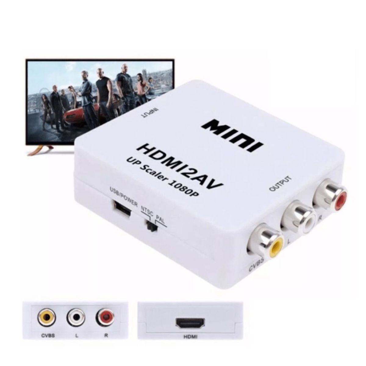 GENERICO - Adaptador Hdmi a RCA Conversor Convertidor Hdmi2av Video Pal  Ntsc