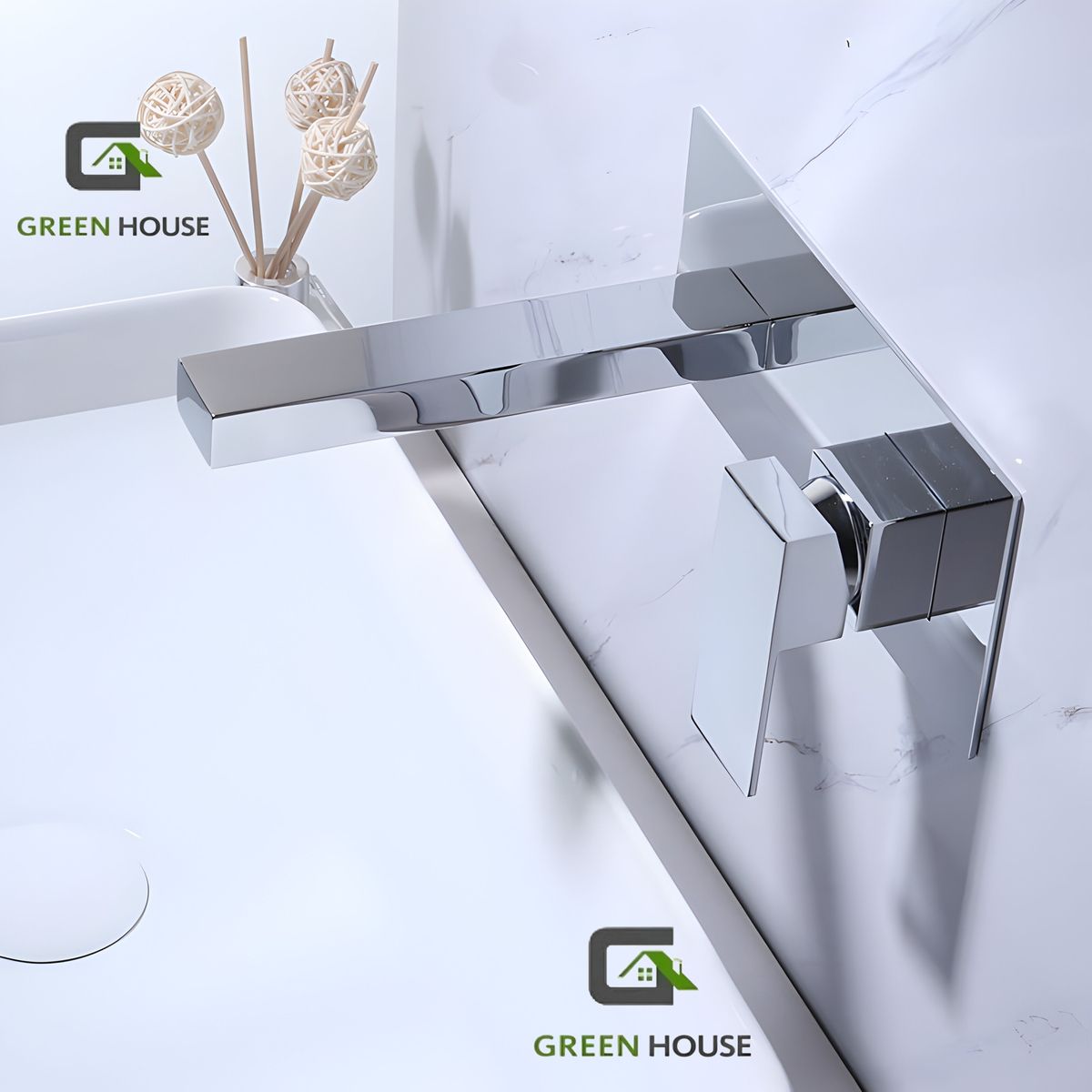 GENERICO - MEZCLADORA DE LAVATORIO CROMADO ELEGANTE A LA PARED