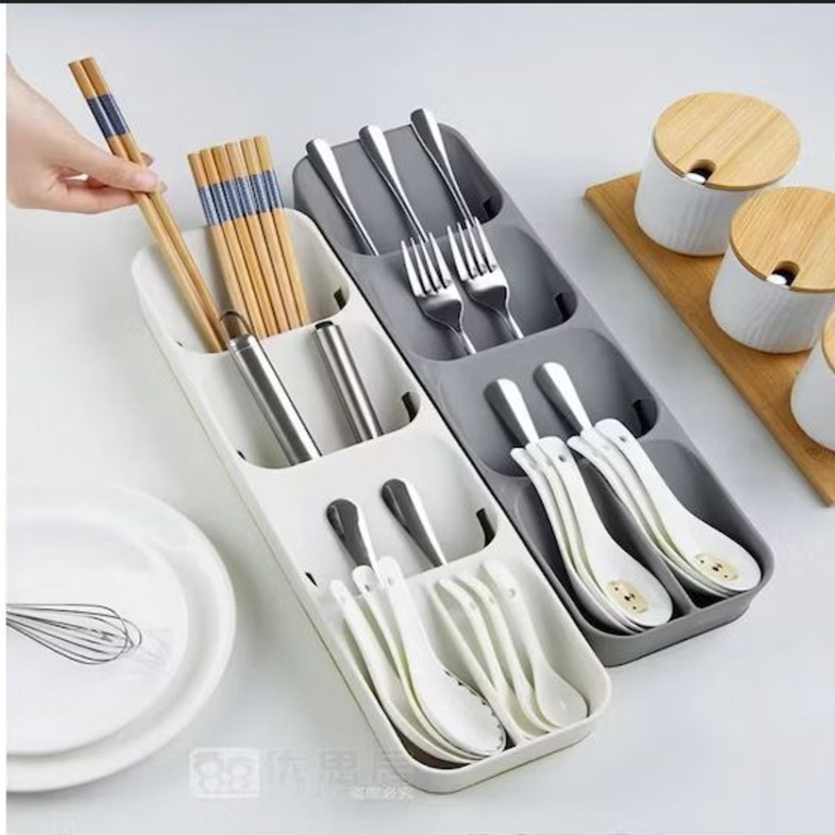 GENERICO - ORGANIZADOR DE COCINA PORTA CUBIERTOS LINEAL PARA CAJONES