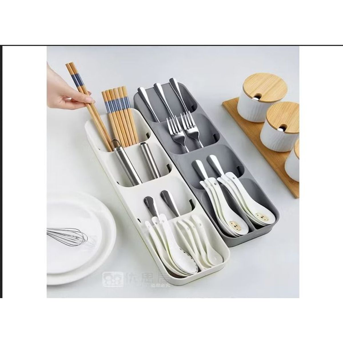 GENERICO - ORGANIZADOR DE COCINA PORTA CUBIERTOS LINEAL PARA CAJONES