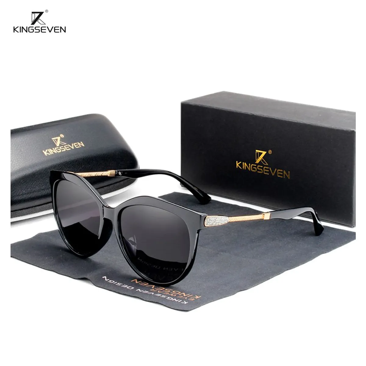 KINGSEVEN - Lentes de Sol Mujer Polarizados Kingseven Uv400 - Negro Do