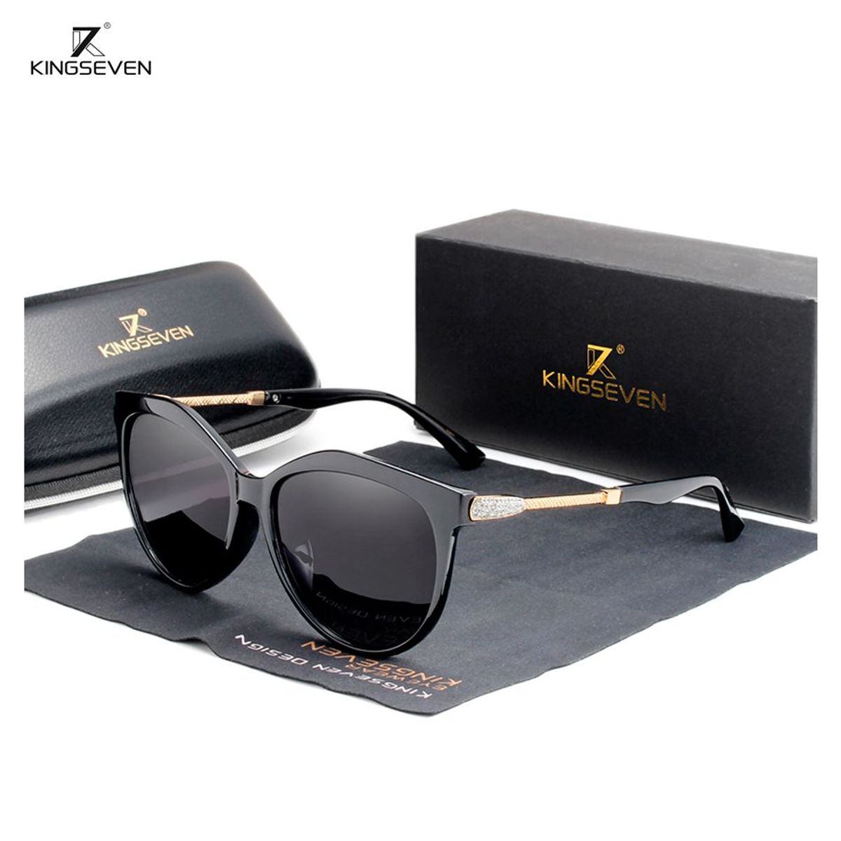 KINGSEVEN - Lentes de Sol Mujer Polarizados Kingseven Uv400 - Negro Do