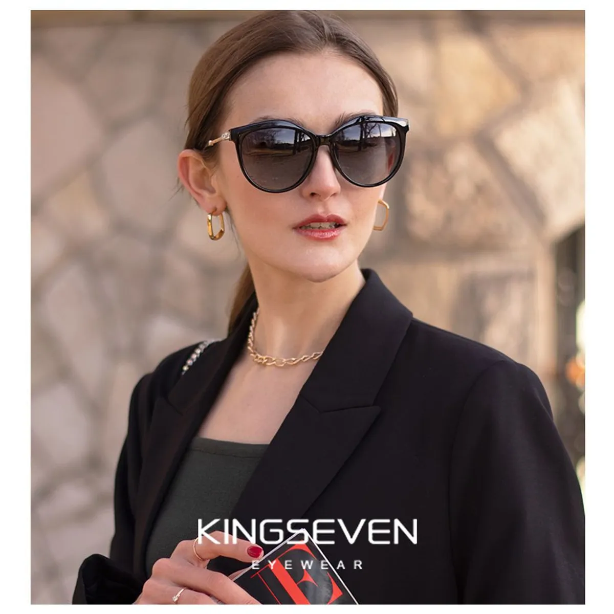 KINGSEVEN - Lentes de Sol Mujer Polarizados Kingseven Uv400 - Negro Do