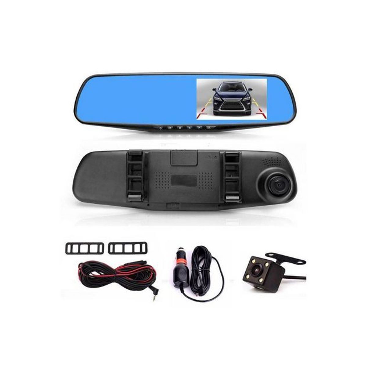 GENERICO - Espejo retrovisor dvr cámara doble full hd visión