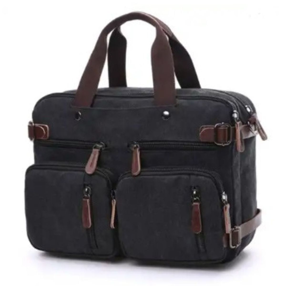 GENERICO - Maletin Mochila de lona de alta calidad Vintage color NEGRO multiuso