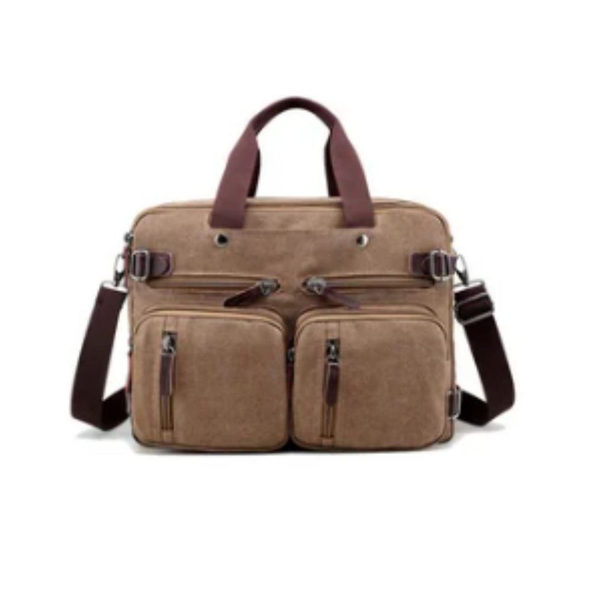 GENERICO - Maletin Mochila de lona de alta calidad Vintage color marron multiuso