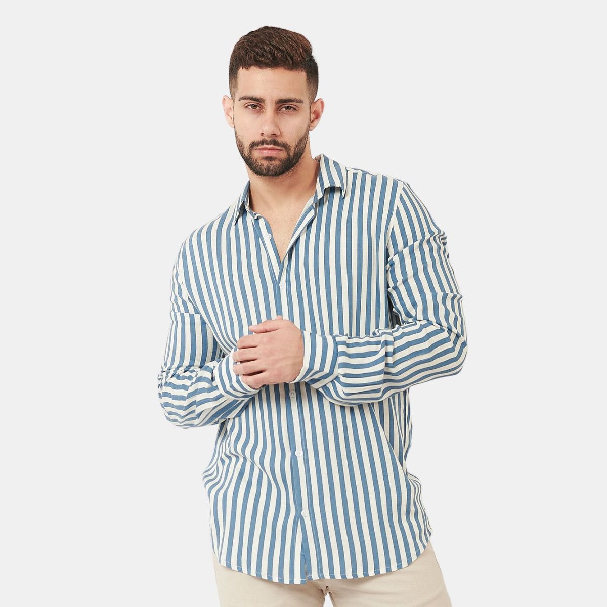 SAN COSME - Camisa Manga Larga Hombre Rayas
