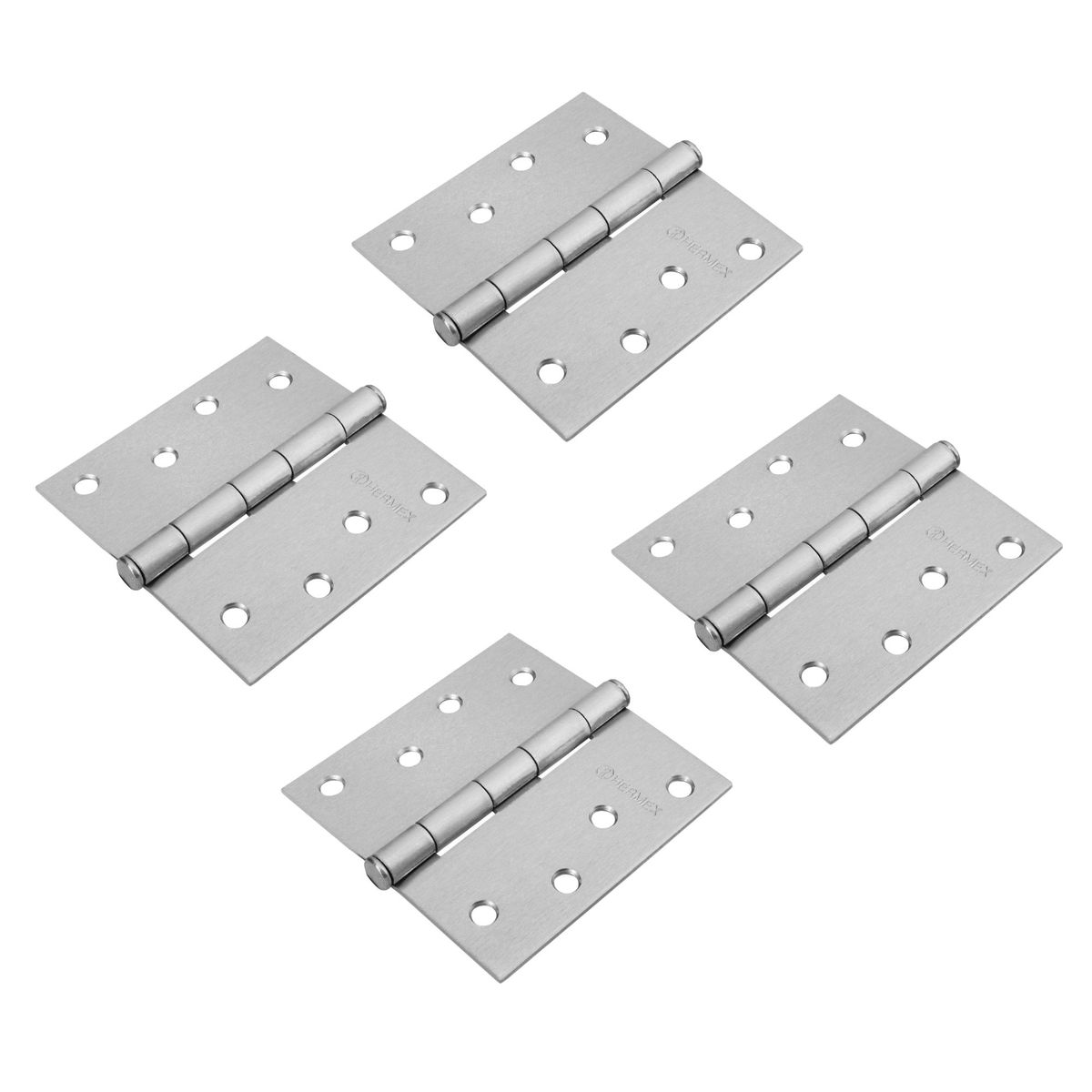 HERMEX - Bisagra cuadrada 4x4 " acero cromo mate Hermex Pack 4 piezas