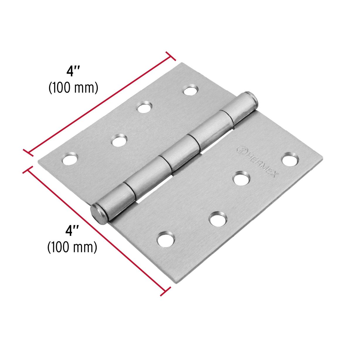 HERMEX - Bisagra cuadrada 4x4 " acero cromo mate Hermex Pack 4 piezas